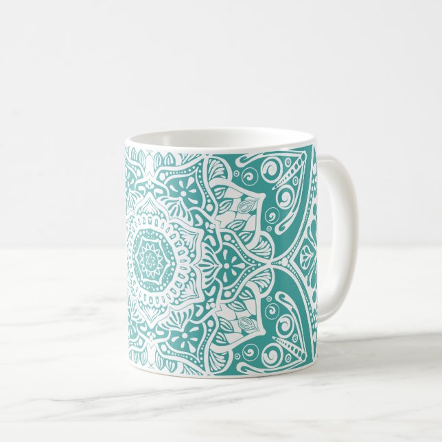 Blue Spruce Mandala Kaffeetasse (VorderseiteRechts)