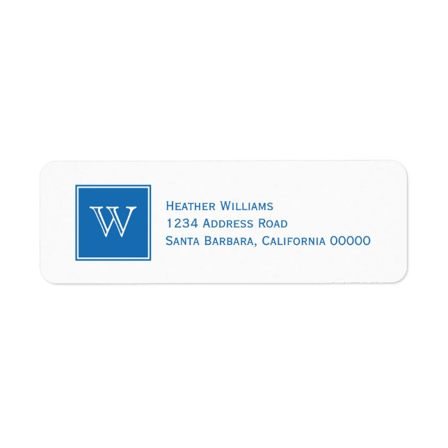 Blue Square Monogram Address Labels (Vorne)