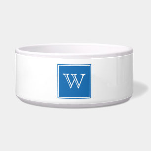 Blue Square Monogram Pet Bowl Napf