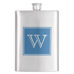 Blue Square Monogram Premium Flask Flachmann