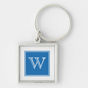 Blue Square Monogram Premium Schlüsselanhänger