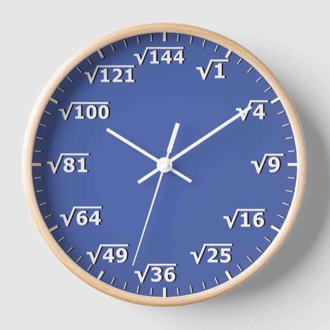 Blue Square Root Clock Mathematik Uhr (Vorderseite)