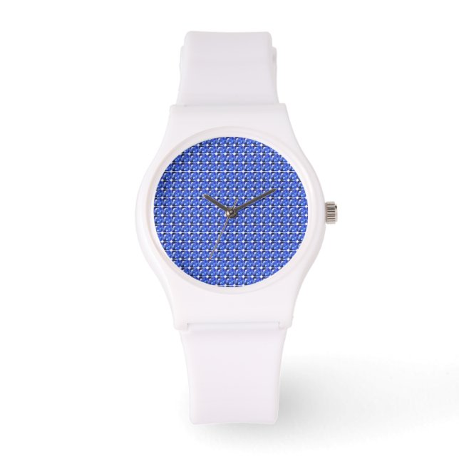 Blue Squarish Pattern Armbanduhr (Vorderseite)