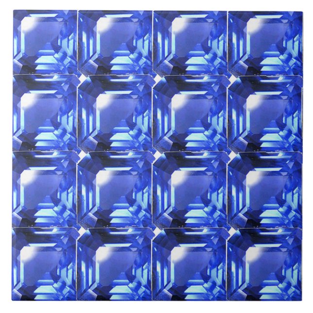 Blue Squarish Pattern Fliese (Vorderseite)