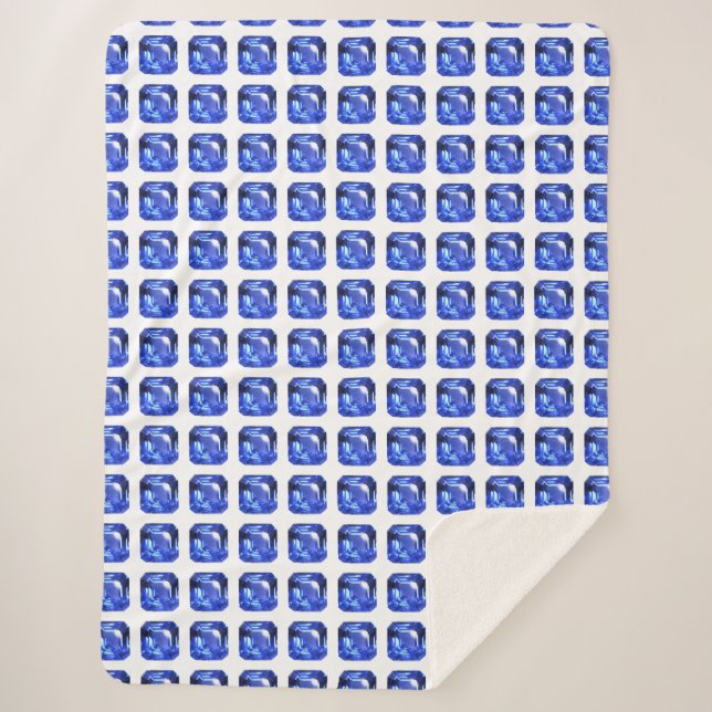 Blue Squarish Pattern Sherpadecke (Vorderseite)
