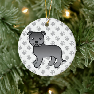 Blue Staffordshire Bull Terrier Niedlich Cartoon D Keramik Ornament