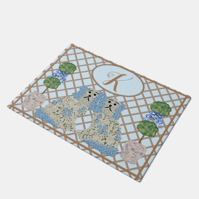 Blue Staffordshire Dogs Ginger Jar Jars Topiary Fußmatte (Schrägansicht)