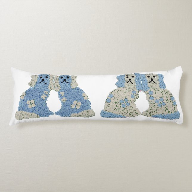 Blue Staffordshire Dogs Ginger Jars Lumbar Seitenschläferkissen (Vorderseite)