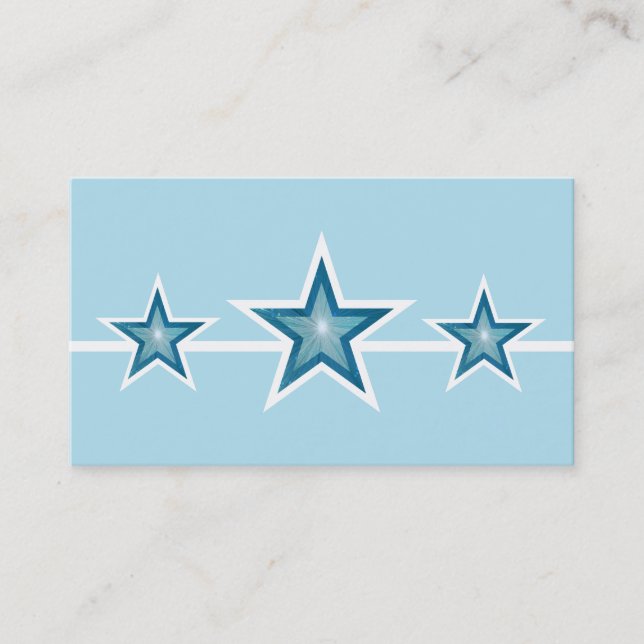 Blue Star 3 Sterne Visitenkarte blass blau (Vorderseite)