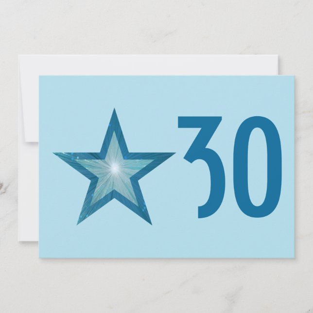 Blue Star "Age" - Einladung zum Geburtstag in blas (Vorderseite)