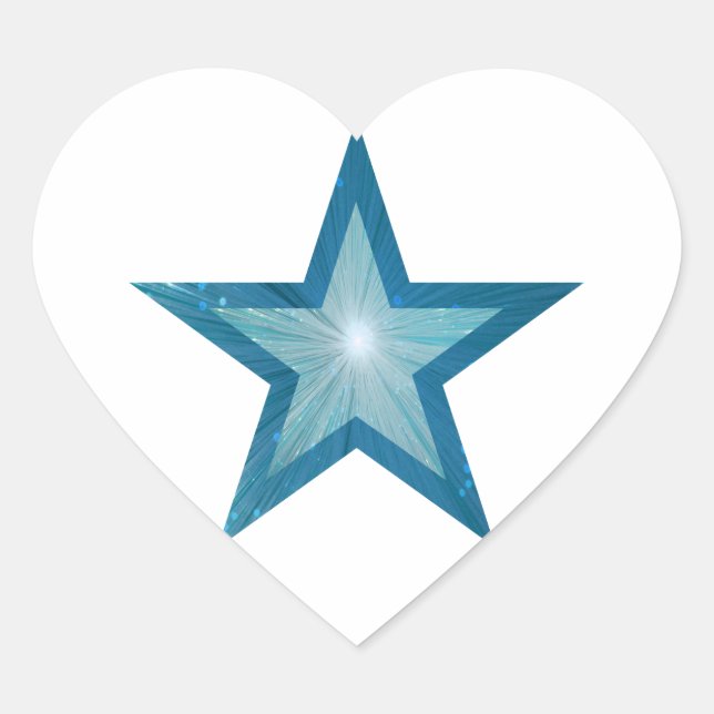 Blue Star Aufkleber Herz weiß (Vorderseite)