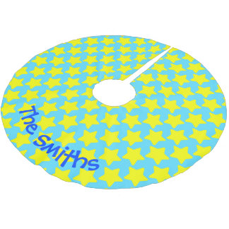 Blue Star Christmas Tree Skirt – Personalized Polyester Weihnachtsbaumdecke