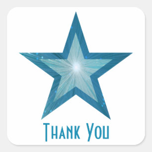 Blue Star "Danke" Quadrat-Aufkleber weiß Quadratischer Aufkleber