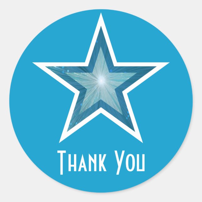 Blue Star "Danke", rund Aufkleber blau (Vorderseite)