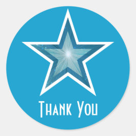 Blue Star "Danke", rund Aufkleber blau