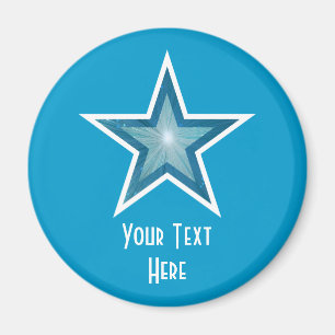 Blue Star "Dein Text" Kühlschrankmagnet blau Magnet
