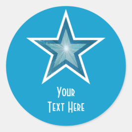 Blue Star "Dein Text" Rundaufkleber blau Runder Aufkleber