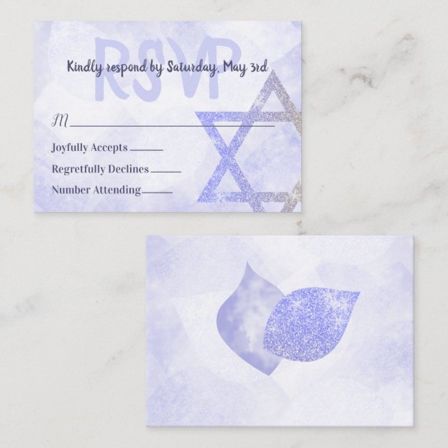 Blue Star der David RSVP Card Hinweiskarte (Vorne/Hinten)