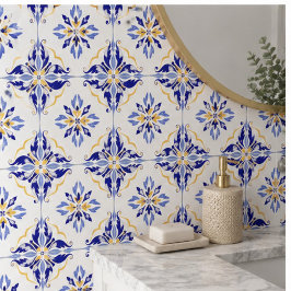 Blue Star Elegant Floral Mosaic Mediterranean Fliese