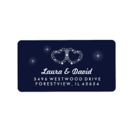Blue Star Hearts Matching Wedding Address Adressaufkleber