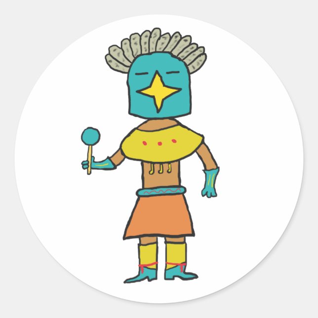 Blue Star Kachina Runder Aufkleber (Vorderseite)