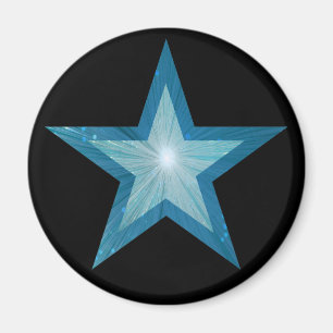 Blue Star Kühlschrankmagnet rund schwarz Magnet
