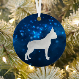 Blue Star Lights Boston Terrier Dog Weihnachten Ornament Aus Metall