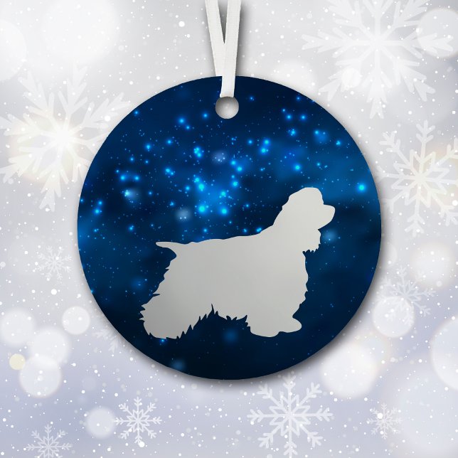 Blue Star Lights Cocker Spaniel Dog Weihnachten Ornament Aus Metall (Von Creator hochgeladen)