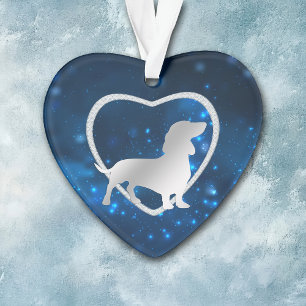 Blue Star Lights Dackel Hund Ornament