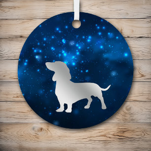 Blue Star Lights Dackel Hund Weihnachten Ornament Aus Metall