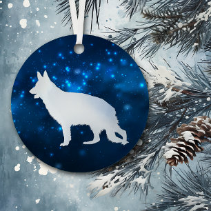 Blue Star Lights German Shepherd Weihnachten Ornament Aus Metall