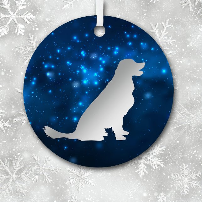 Blue Star Lights Golden Retriever Dog Weihnachten Ornament Aus Metall (Von Creator hochgeladen)