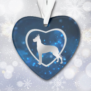 Blue Star Lights Great Dane Hunde Ornament