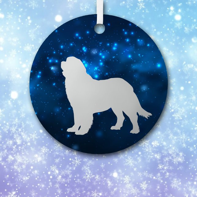 Blue Star Lights Neufundland Hund Weihnachten Ornament Aus Metall (Von Creator hochgeladen)