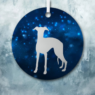 Blue Star Lights Whippet Hund Weihnachten Ornament Aus Metall
