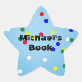 Blue Star mit Dots Custom Buchzeichen für Kinder - Stern-Aufkleber