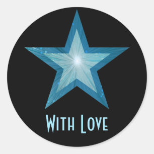 Blue Star "Mit Liebe" Rundaufkleber schwarz Runder Aufkleber