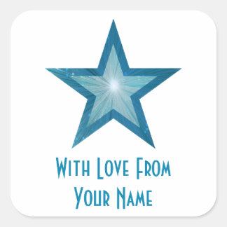 Blue Star "Mit Liebe von", viereckiger Aufkleber w