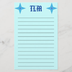 Blue Star Mit Monogramm Stationery Lined Briefpapier