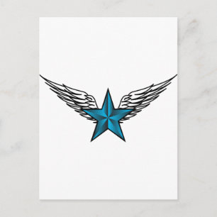 Blue Star mit Wings Postkarte