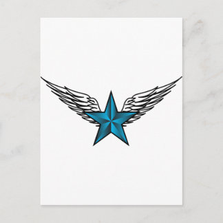 Blue Star mit Wings Postkarte
