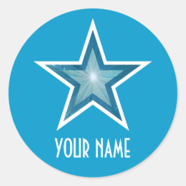 Blue Star "Name" Rundkleber blau Runder Aufkleber