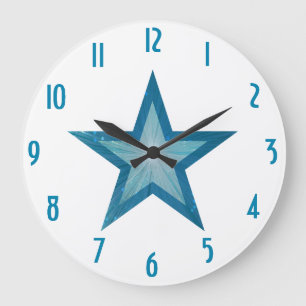 Blue Star 'numbers' clock round white Große Wanduhr