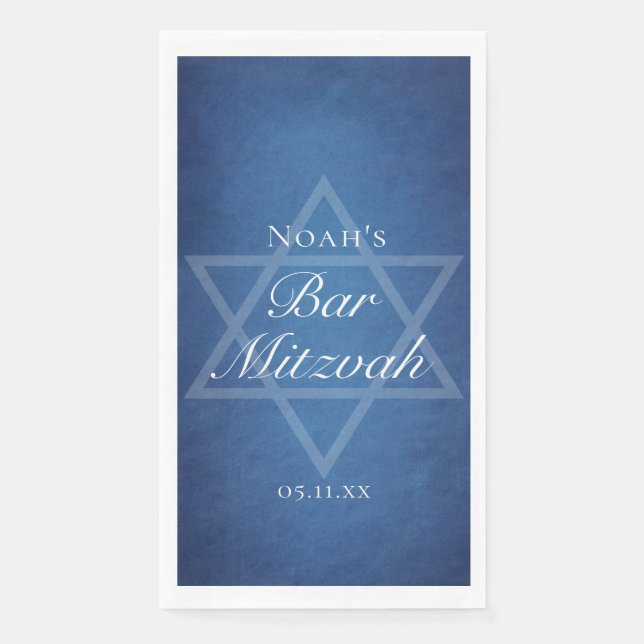 Blue Star of David Customized Bar Mitzvah Party Serviette (Vorderseite)