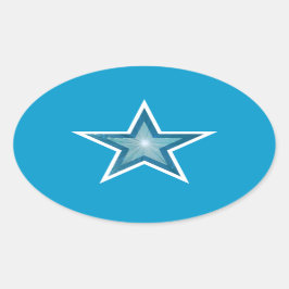 Blue Star Oval Aufkleber blau