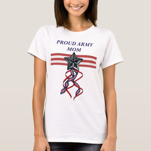 Blue Star Ribbon Proud Army Mama T-Shirt (Vorderseite)