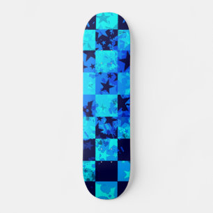 Blue Star Schachbrett Skateboard