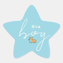 Blue Star Shape Baby Duschkleber Corgi Design Stern-Aufkleber