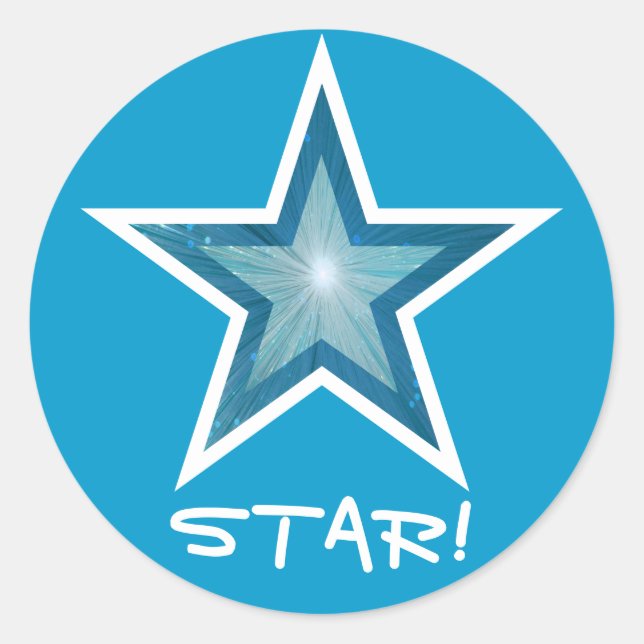 Blue Star 'STAR' runder Aufkleber blau (Vorderseite)