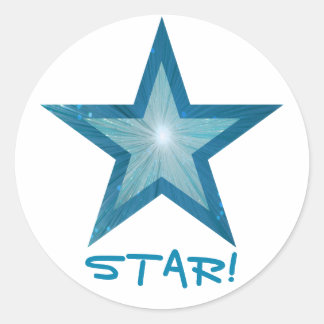 Blue Star 'STAR' runder Aufkleber weiß!